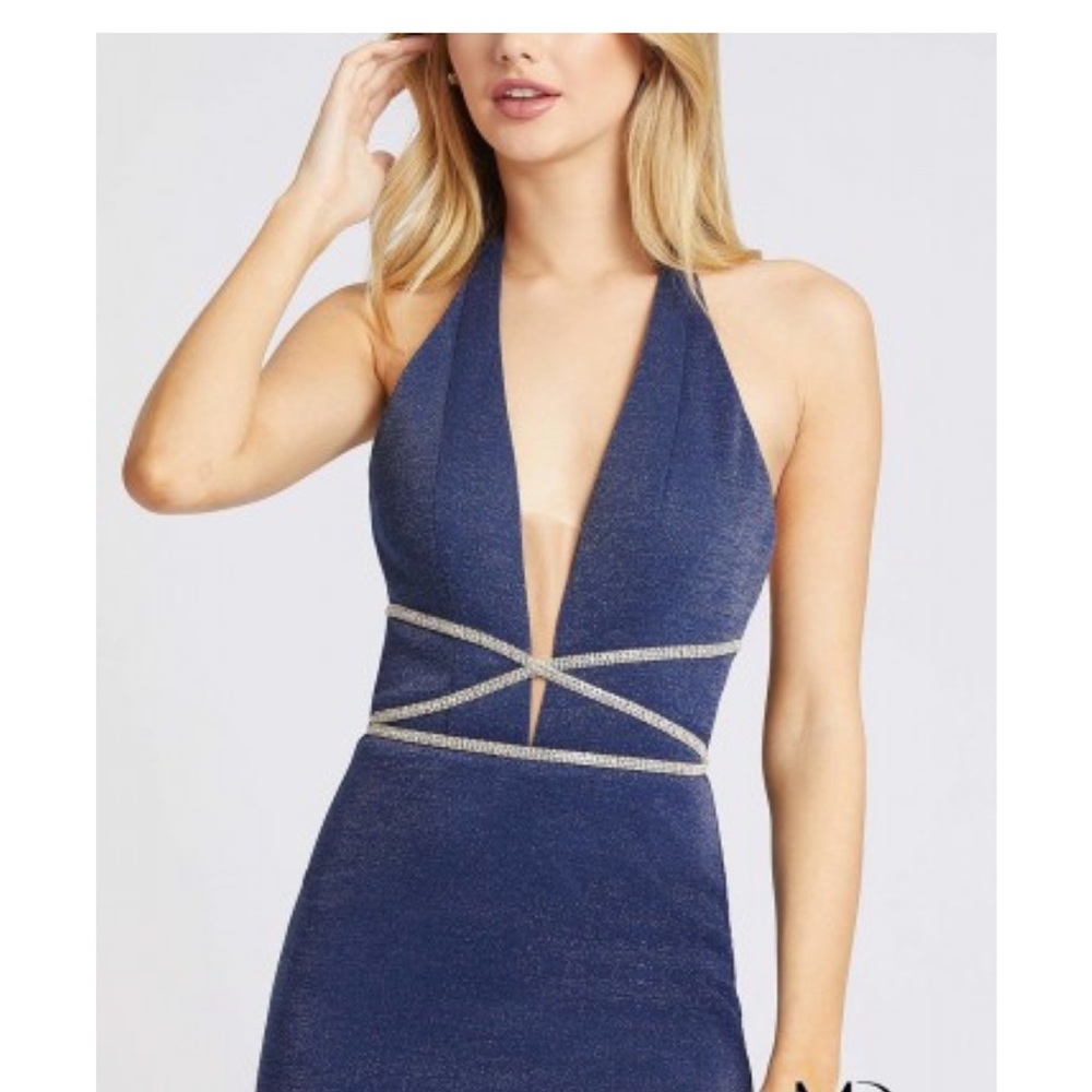 Mac Duggal plunge halter dress - Picture 2 of 5